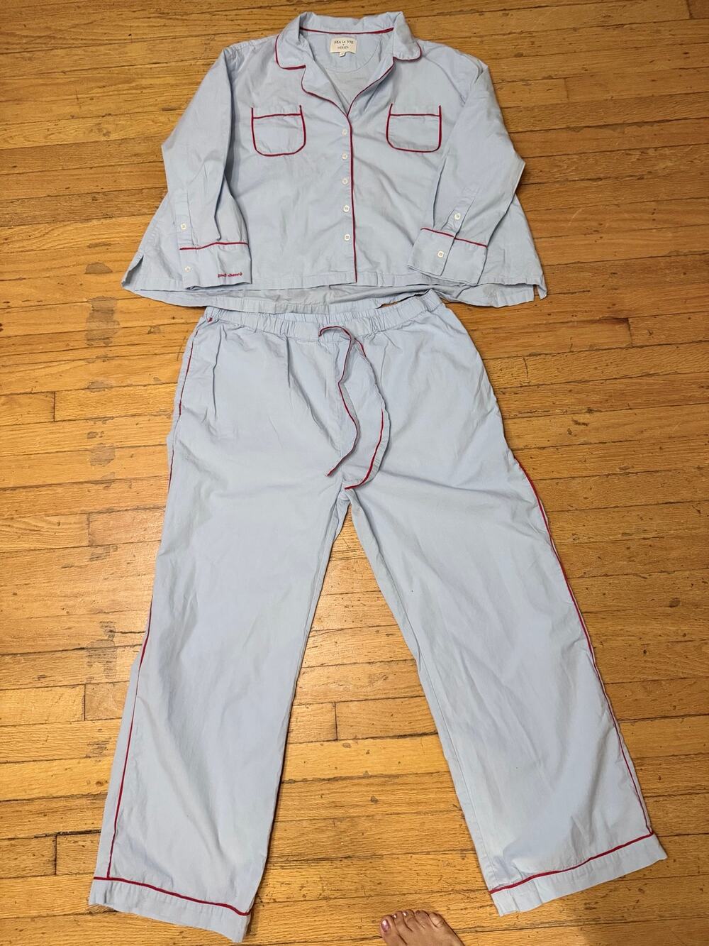 Sea La Vie Selma Blair x MERSEA Sunny Sailor Pajama Set Blue XL Cotton